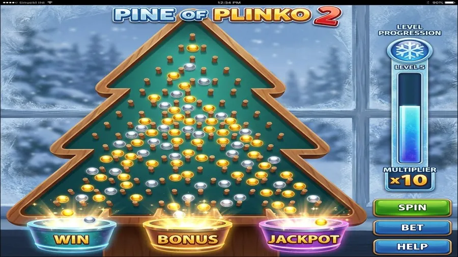 Plinko Bonus level progression — watch the ball count multiply as you advance through stages
