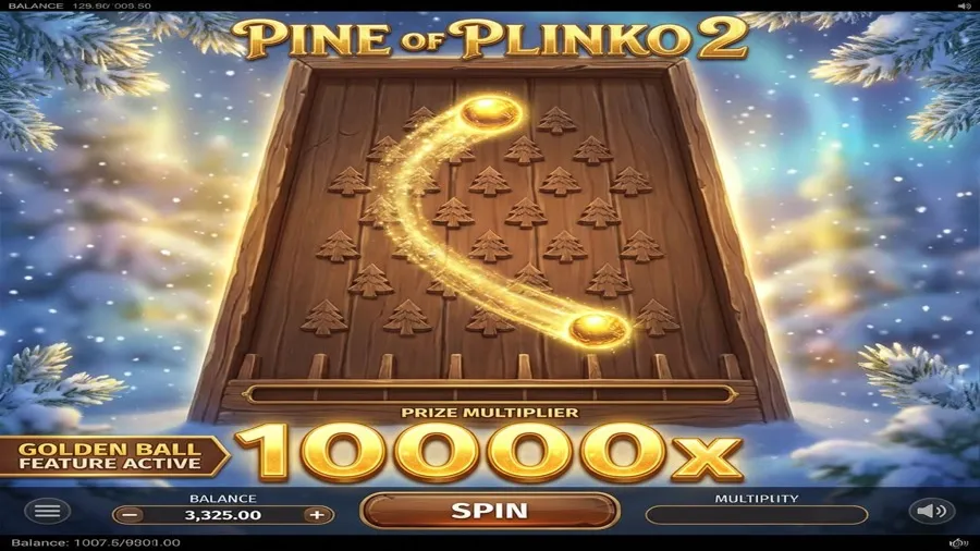 Golden Ball Drop feature — premium balls cascade through the board for massive prizes up to 10,000x